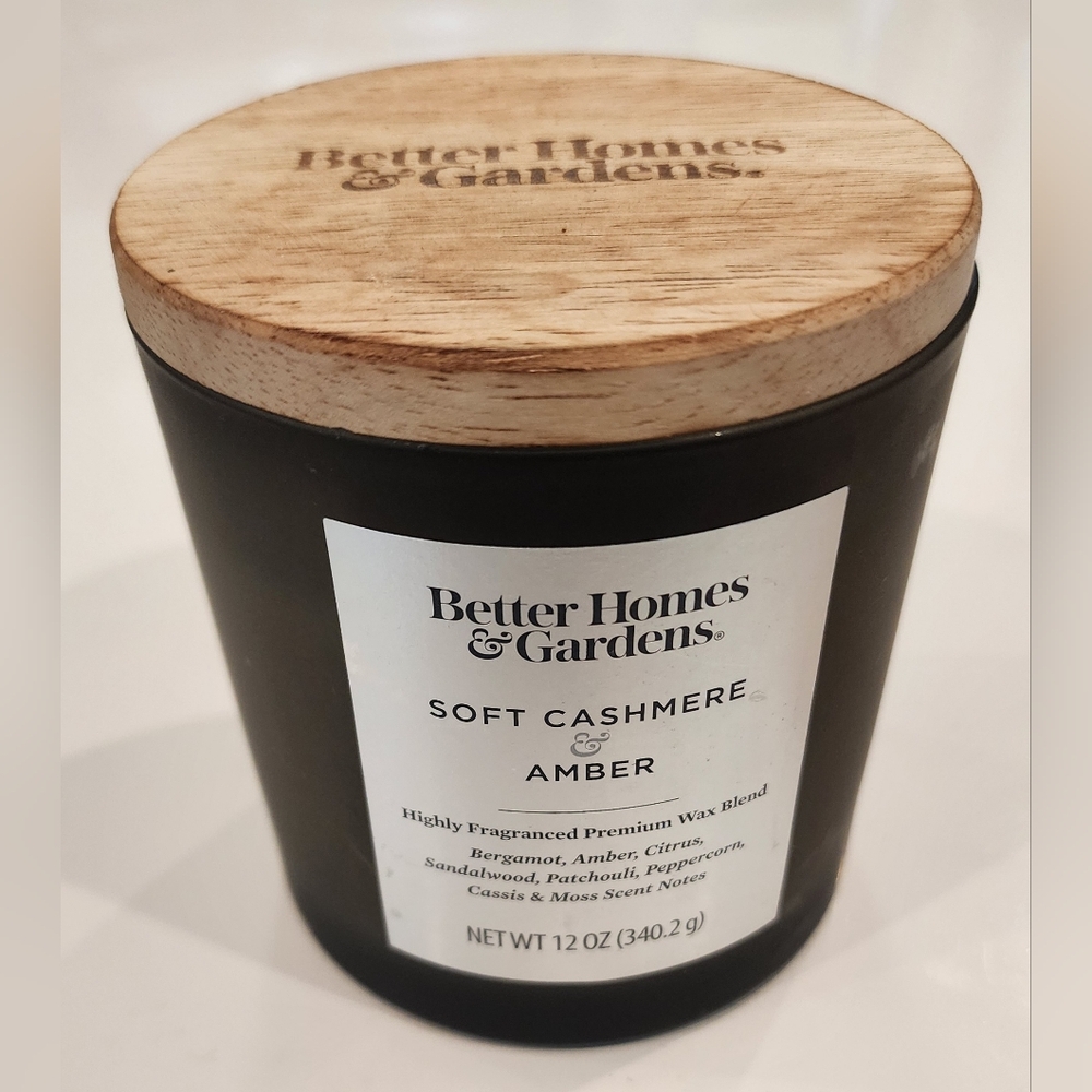 Soft Cashmere Amber Candle, 12oz 2-Wick Frosted Jar Holiday Scented Better Homes